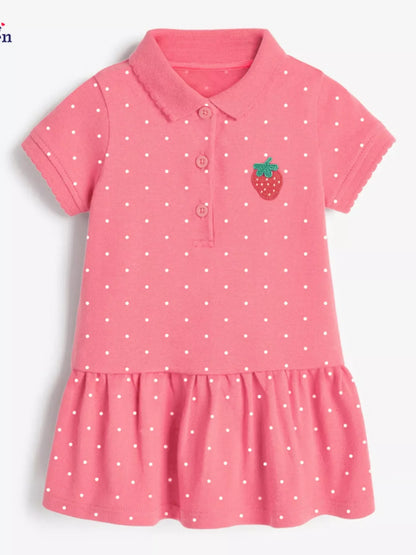 Children's Button Detail Short Sleeve Dress
