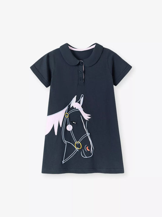 Children's Horse Short Sleeve Polo Dress