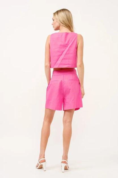 And The Why High Waist Wide Leg Mid Length Shorts