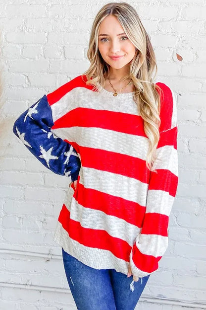 And The Why American Flag Long Sleeve Sweater