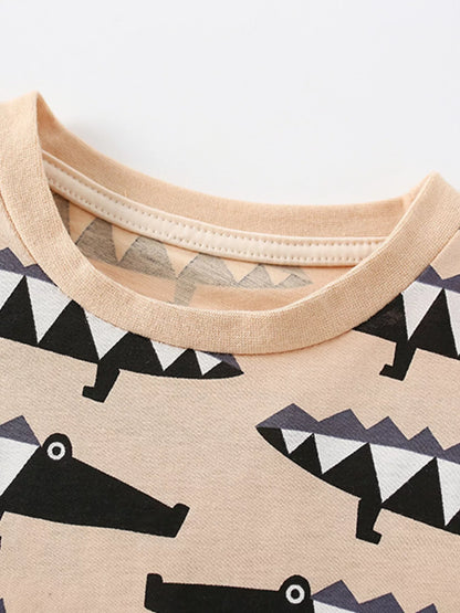 Children's Crocodile Print Short Sleeve Tee and Shorts Set