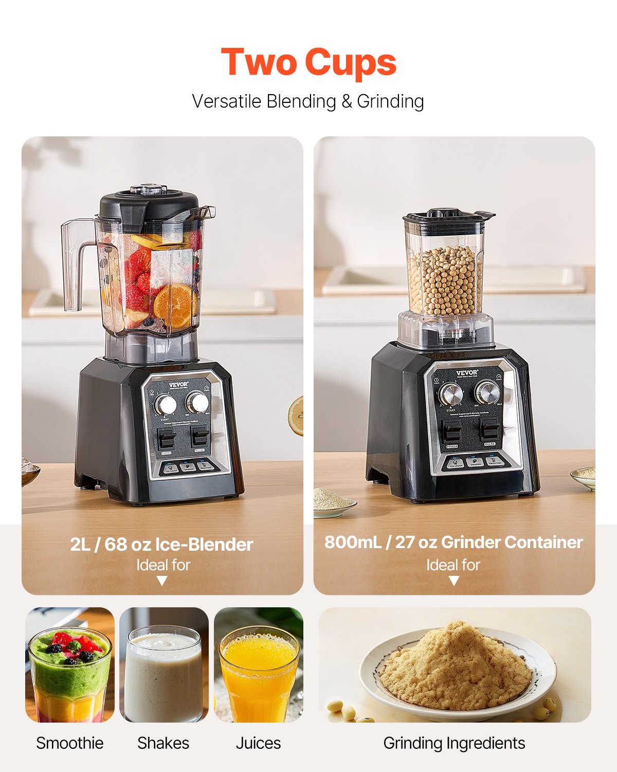 68 Oz 1400W Blender For Smoothies Food Processing Blender For Kitchen