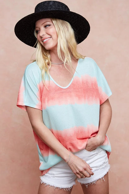 BiBi Tiedye Printed Hacci Knit Top