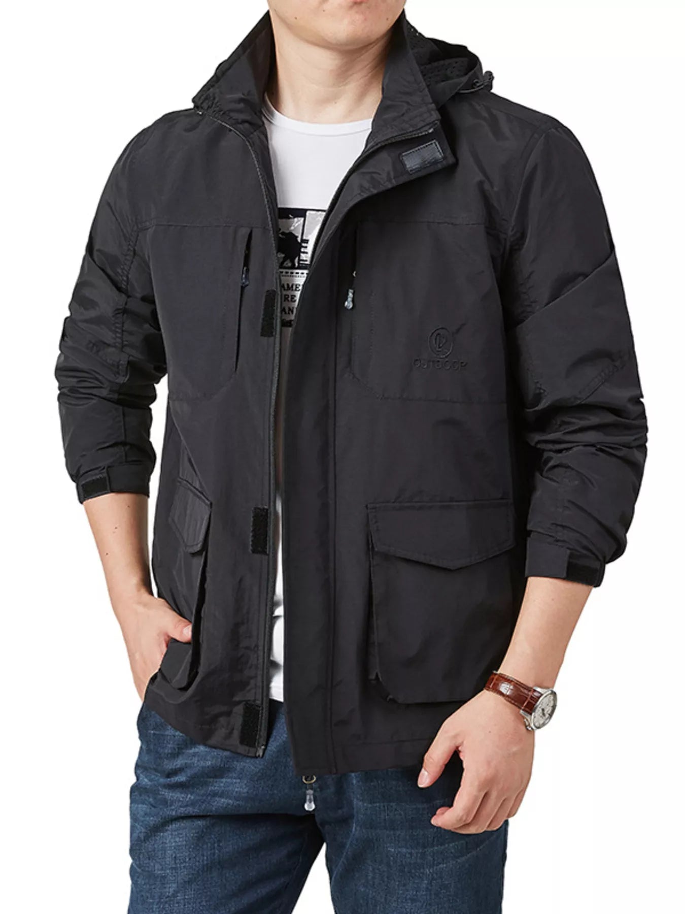 Men's Plus Size Lightweight Hooded Jacket