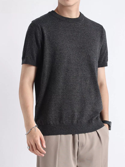 Men's Plus Size Casual Knitted Short Sleeve T-Shirt