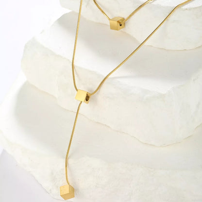 18K Gold-Plated Double Layered Geometric Necklace