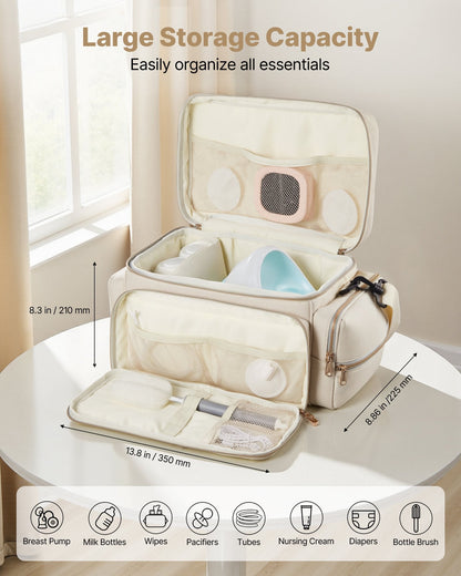 Breast Pump Bag, Breast Feeding Bag With Waterproof Mat, Fits For S1/S2, Pumping Accessories & Breastmilk Storage, Portable Pump Carrying Case For Work, Travel And Family Use, Beige
