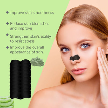 Hoygi Bamboo Charcoal Blackhead Patch, Delicate Skin Care Gently Clean Acne Strawberry Nose Narrow Pores Nose Cleaning Patch