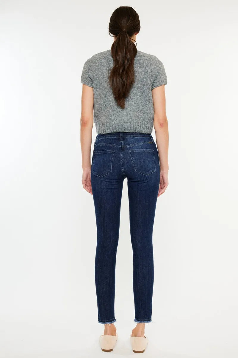 Kancan High-Rise Slim Fit Raw Hem Ankle Jeans