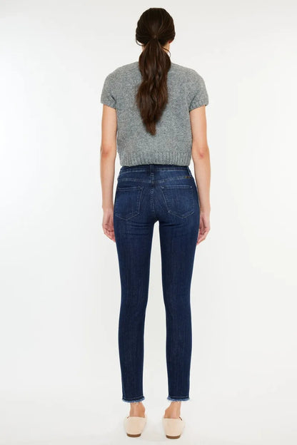 Kancan High-Rise Slim Fit Raw Hem Ankle Jeans