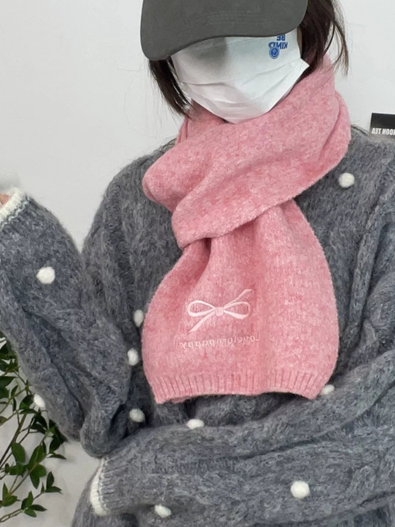 Embroidered Bowknot Scarf