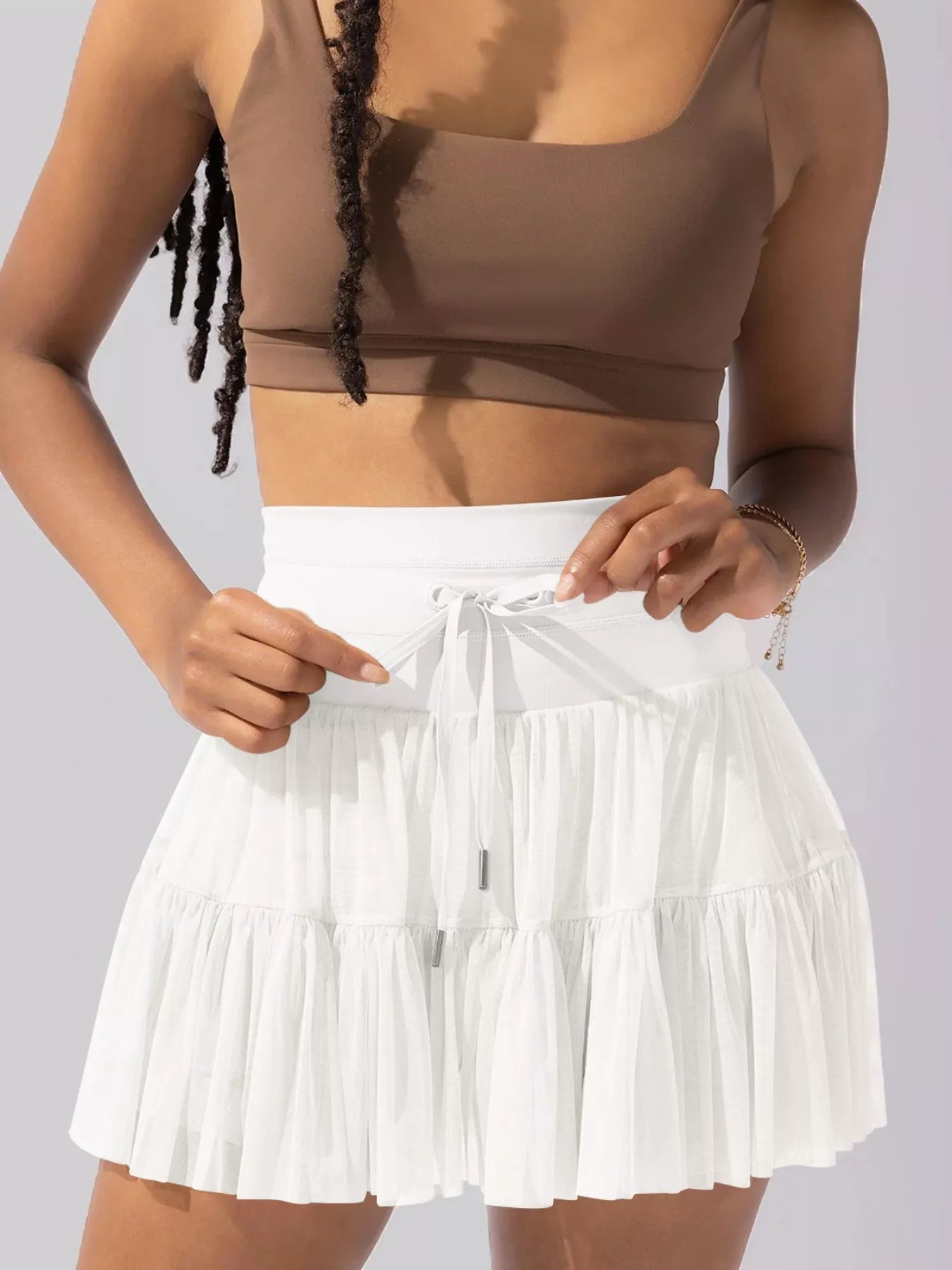 Tiered Skort with Drawstring
