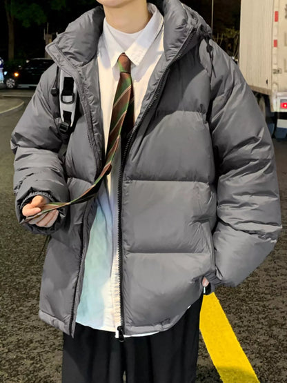 Men's Full Size Zip Up Warm Padded Hooded Puffer Jacket Plus Size