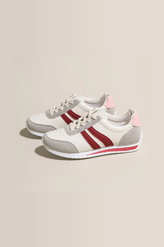 Lace Up Contrast Round Toe Flats Sneakers