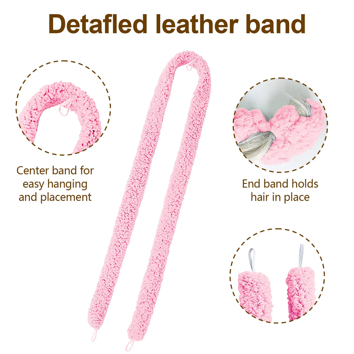 Satin Heatless Hair Curler, Lazy Natural Soft Wave DIY Heatless Curls For Sleep In Overnight, For All Hair Types - Pink