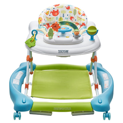 4-in-1 Baby Walker, Foldable Baby Activity Center On Wheels, 3 Adjustable Height, Music  Toys Tray, Learning-Seated Walk-Behind  Rocker Bouncer Toddler Walker For Girls Boys 6-24 Months