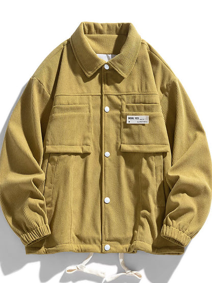 Men's Plus Size Corduroy Button-Down Jacket
