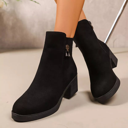 Point Toe Block Heels Boots