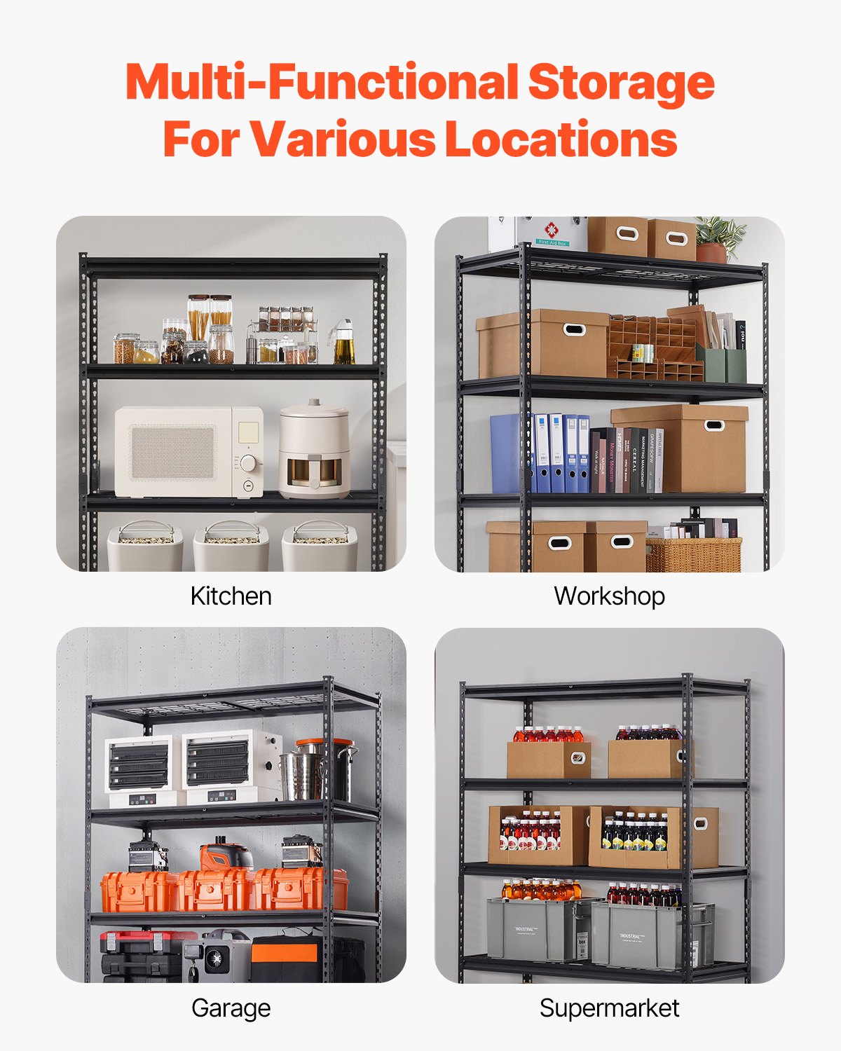 Storage Shelves 5 Tier Adjustable Heavy Duty Garage Shelving Units 3000 Lbs