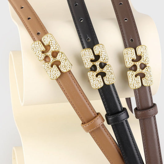 Gold Buckle Leather Belt