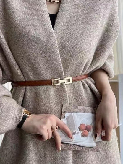Skinny Belt with Golden Buckle