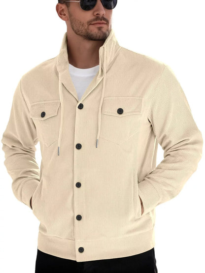 Men's Full Size Casual Corduroy Button-Down Jacket Plus Size