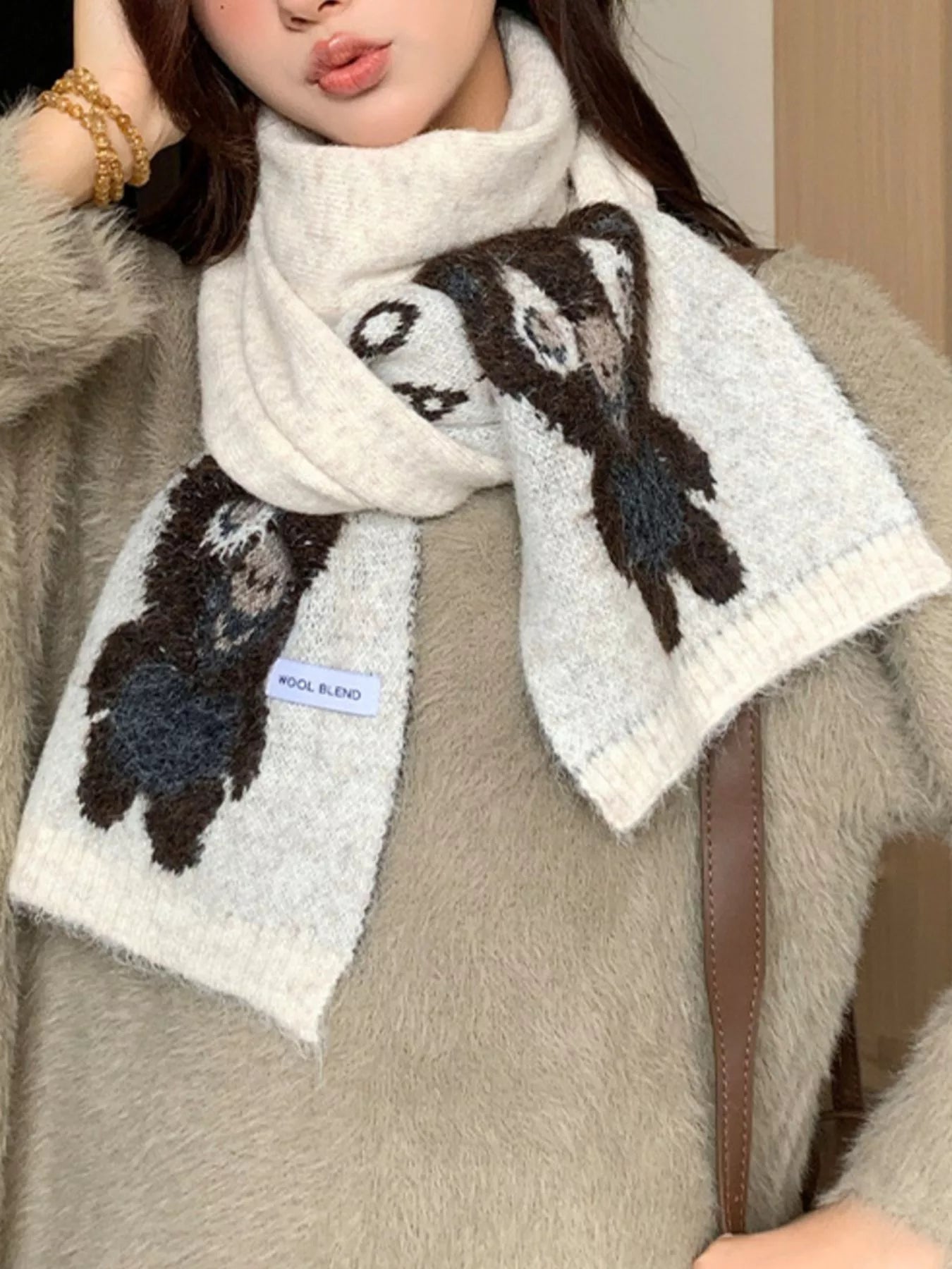 Koala Pattern Winter Scarf