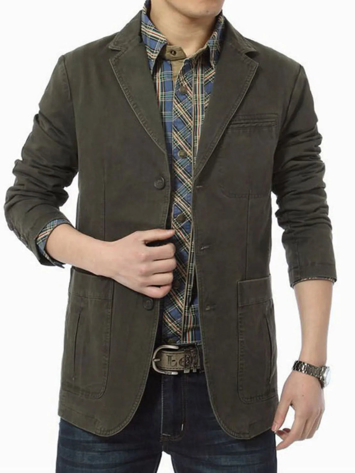 Men's Plus Size Lapel Collar Button Up Blazer