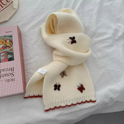 Butterfly Embroidered Knitted Scarf