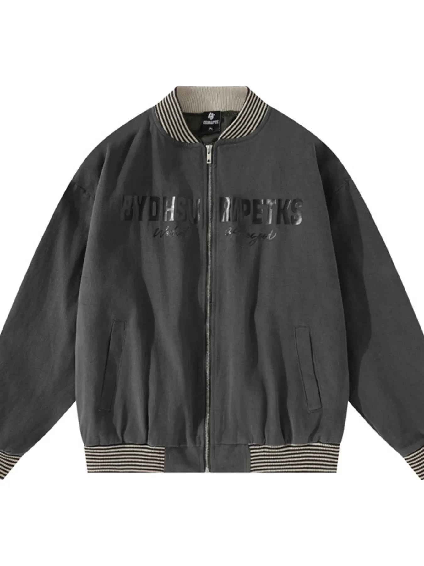 Men's Striped Hem Zip Up Jacket