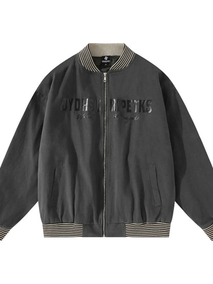 Men's Striped Hem Zip Up Jacket
