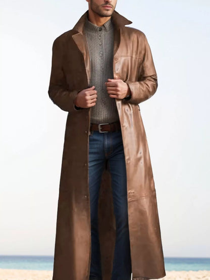 Men's Full Size Button Up Long Sleeve Longline Jacket Plus Size