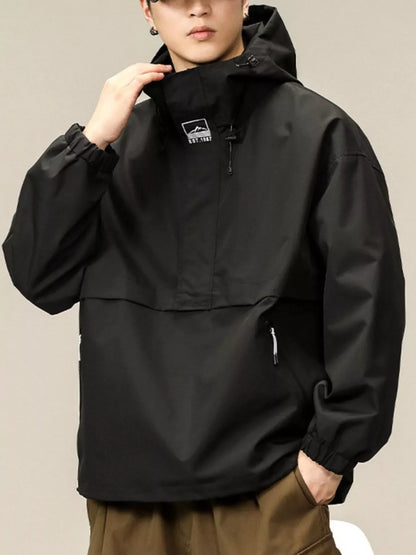 Men's Plus Size Hooded Windbreaker Jacket