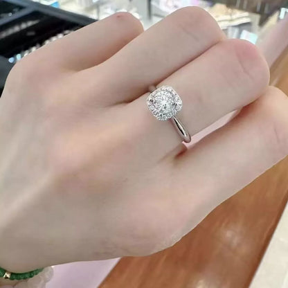 1 Carat 925 Sterling Silver Moissanite Square Ring