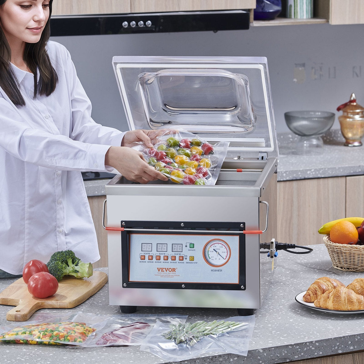 VEVOR Chamber Vacuum Sealer DZ-260C Kitchen Food Chamber Vacuum Sealer, 110V Packaging Machine Sealer For Food Saver, Home, Commercial Using