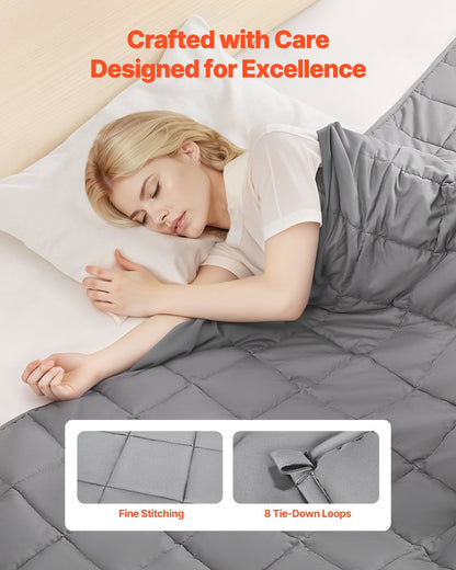 Weighted Blanket, 20 Lbs, 88 X 104 In King Size, Cooling Breathable Heavy Blanket With Glass Beads, All-Season Use, Suitable For 200-250 Lbs Adults, Anxiety Stress Relief, Improve Sleep, Grey