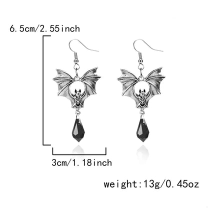 Gothic Bat Drop Earrings