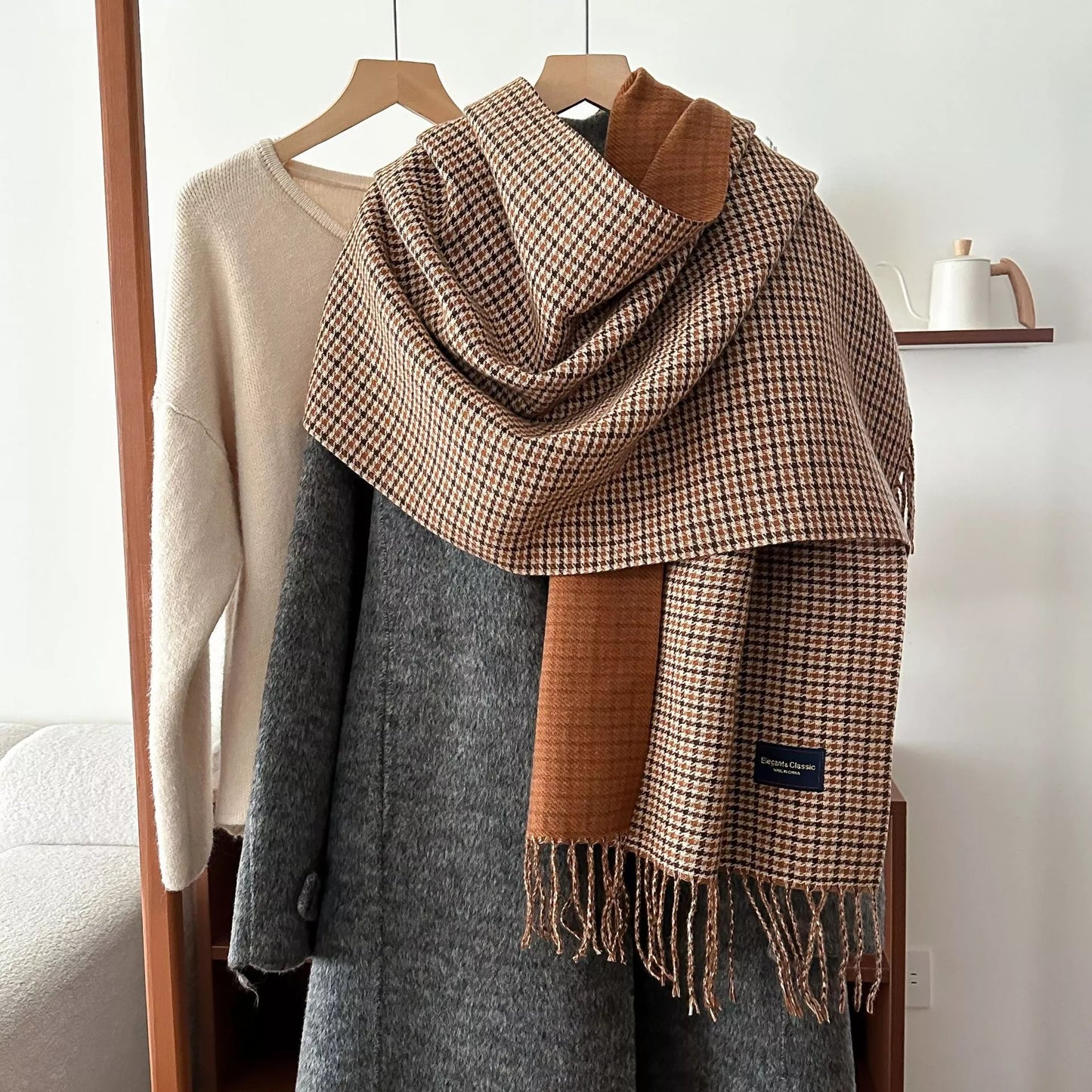 Plaid Fringe Warm Winter Scarf