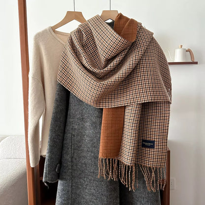 Plaid Fringe Warm Winter Scarf