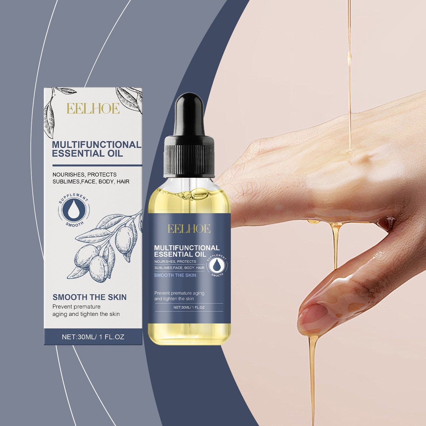 EELHOE Body Multi-Functional Essential Oil, Facial Cleansing Gentle Nourishing Moisturizing Multi-Purpose Care Essence