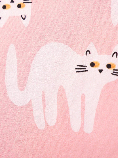 Children's Cat Print Casual Summer Dress