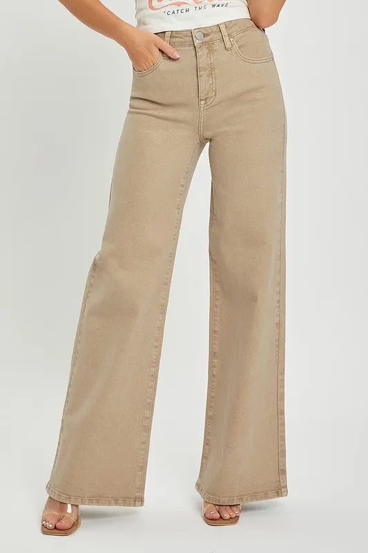 RISEN Full Size Tummy Control High Rise Wide Leg Jeans Plus Size