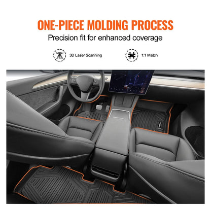 Automotive Floor Mats Fits For Tesla Model Y 2021-2024 3 Pcs TPE Liners