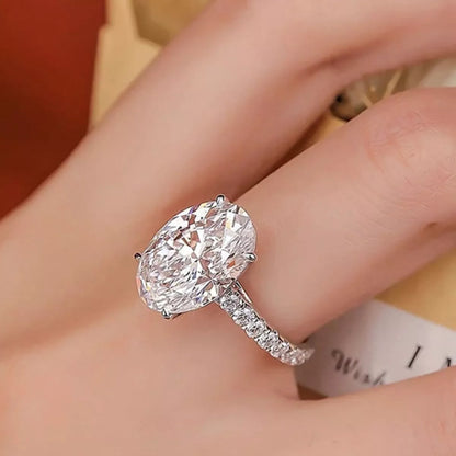 3 Carat 925 Sterling Silver Moissanite Oval Ring