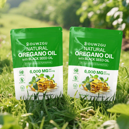 Oregano Oil Softgels With Black Seed Oil - 6000mg, High Carvacrol & Thymoquinone, Natural Immune Support Supplement, Dairy & Gluten Free