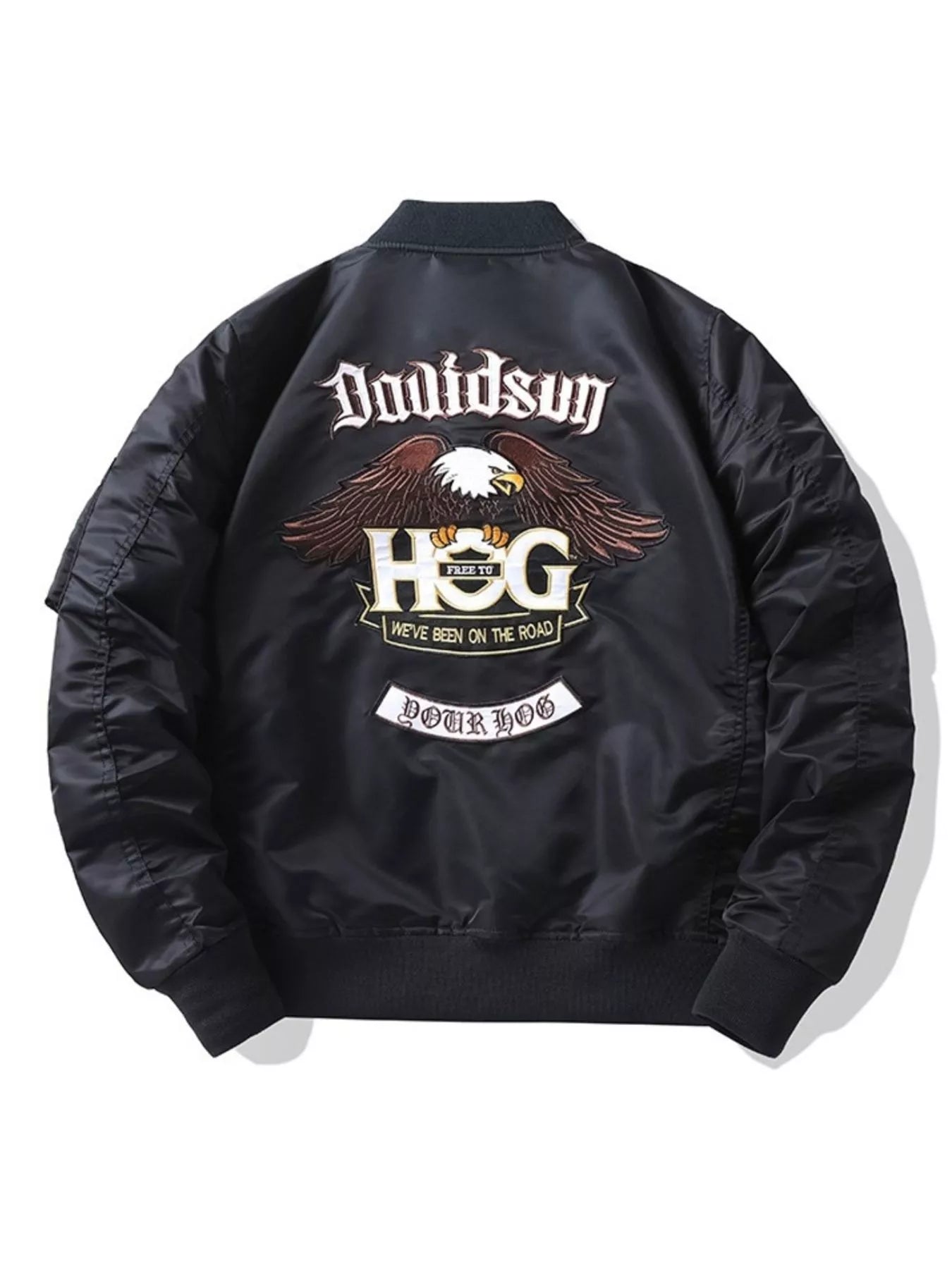 Men's Plus Size Embroidered Zip Up Bomber Jacket