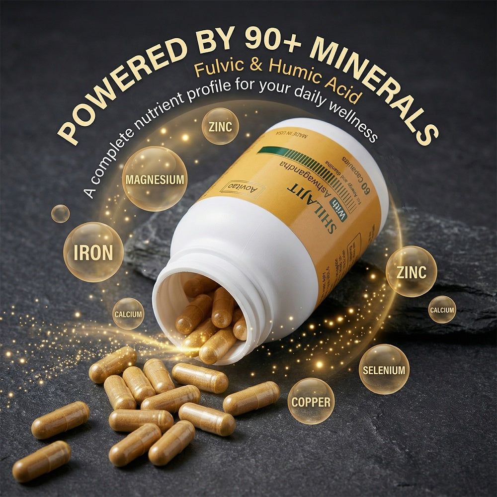 Shilajit Extract 550mg With Ashwagandha For Men And Women Energy, Stamina & Vitality Support And More, 60 Capsules