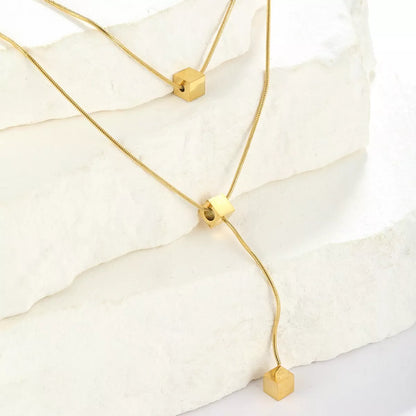 18K Gold-Plated Double Layered Geometric Necklace