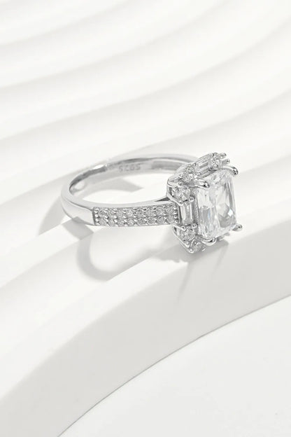 925 Sterling Silver Inlaid Zircon Square Ring