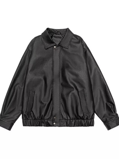 Men's Plus Size Classic Faux Leather Jacket